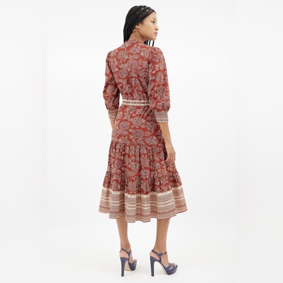 VERONICA BEARD Swedie Printed Midi Floral Red Dress size 2 - Picture 3 of 16